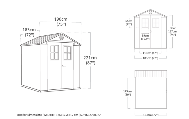 Caseta de exterior Darwin 6x6 ventanas frontales. 190x183x221cm y 3,3m2 - Marrón madera
